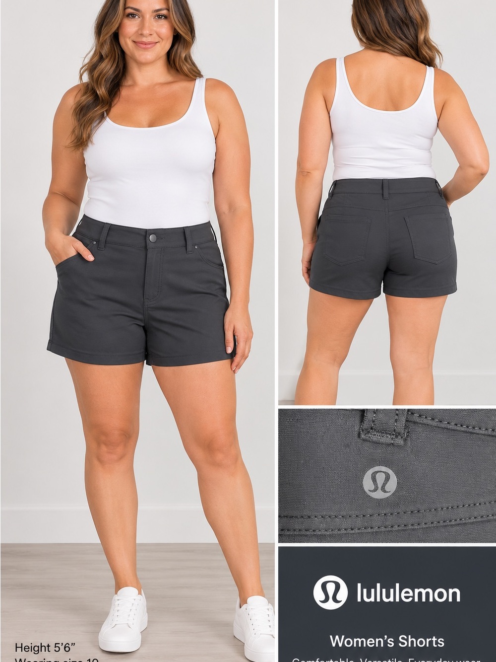 Lululemon Women’s Black Stretch 5-Pocket Shorts 3” Inseam